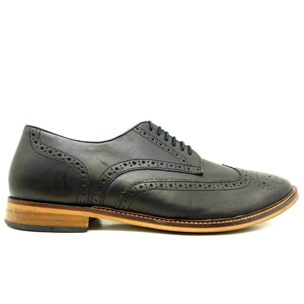 Studio Ink Carthage Black Leather Wingtip Lace Up Dress Oxfords Shoes Men's 11.5